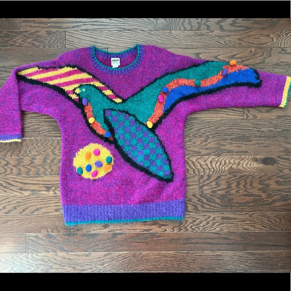 💜💞MINT CONDITION VINTAGE Wool/Mohair/Nylon FUN Sweater!